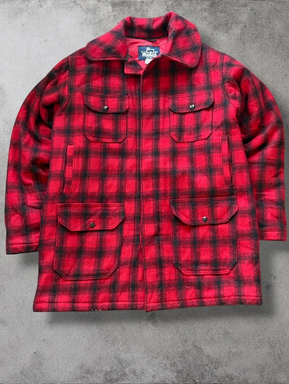 Vintage 90s Woolrich Coat Wool Jacket Buffalo Mackinaw Hunting Lumberjack Large